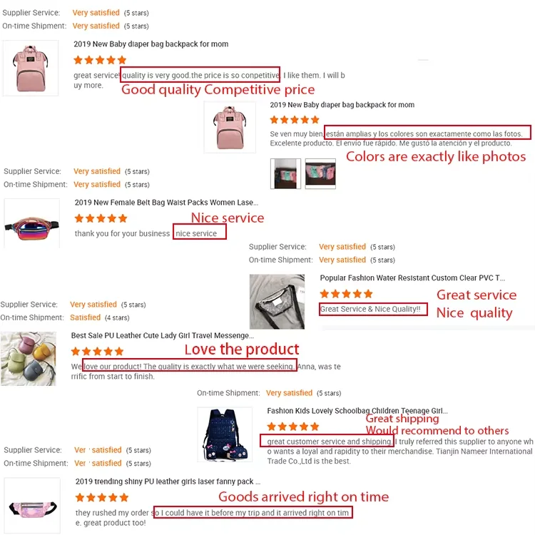 Customer feedback about product quality, service and delivery
